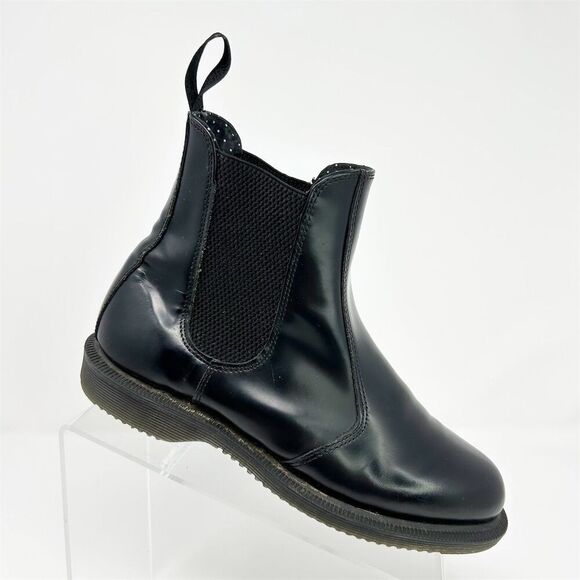 Dr. Martens Flora Smooth Black Leather Chelsea Boots Size 7 Slip-On Design - Picture 1 of 15